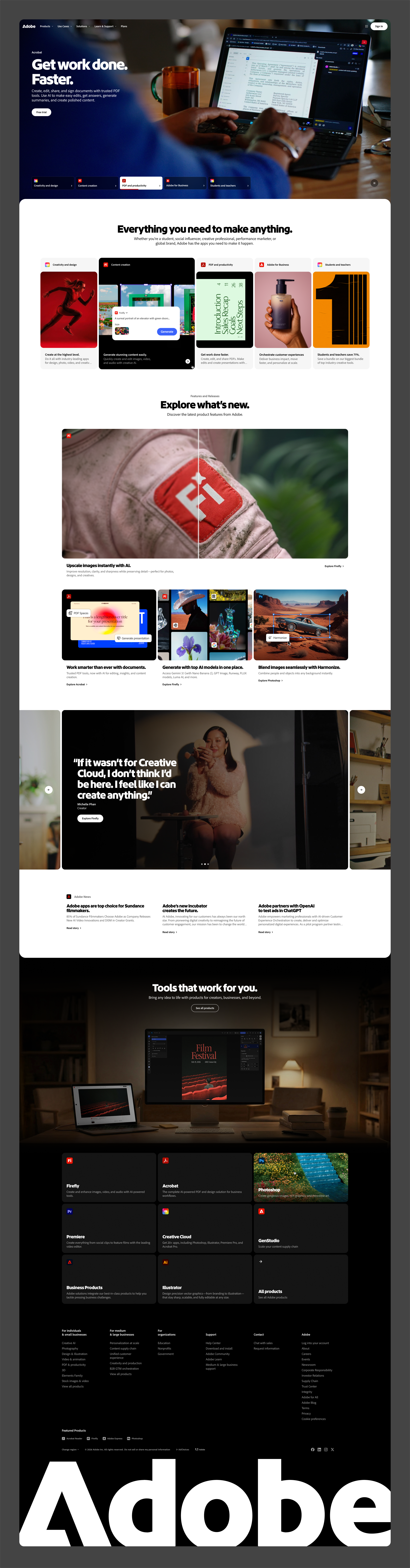 Adobe.com homepage